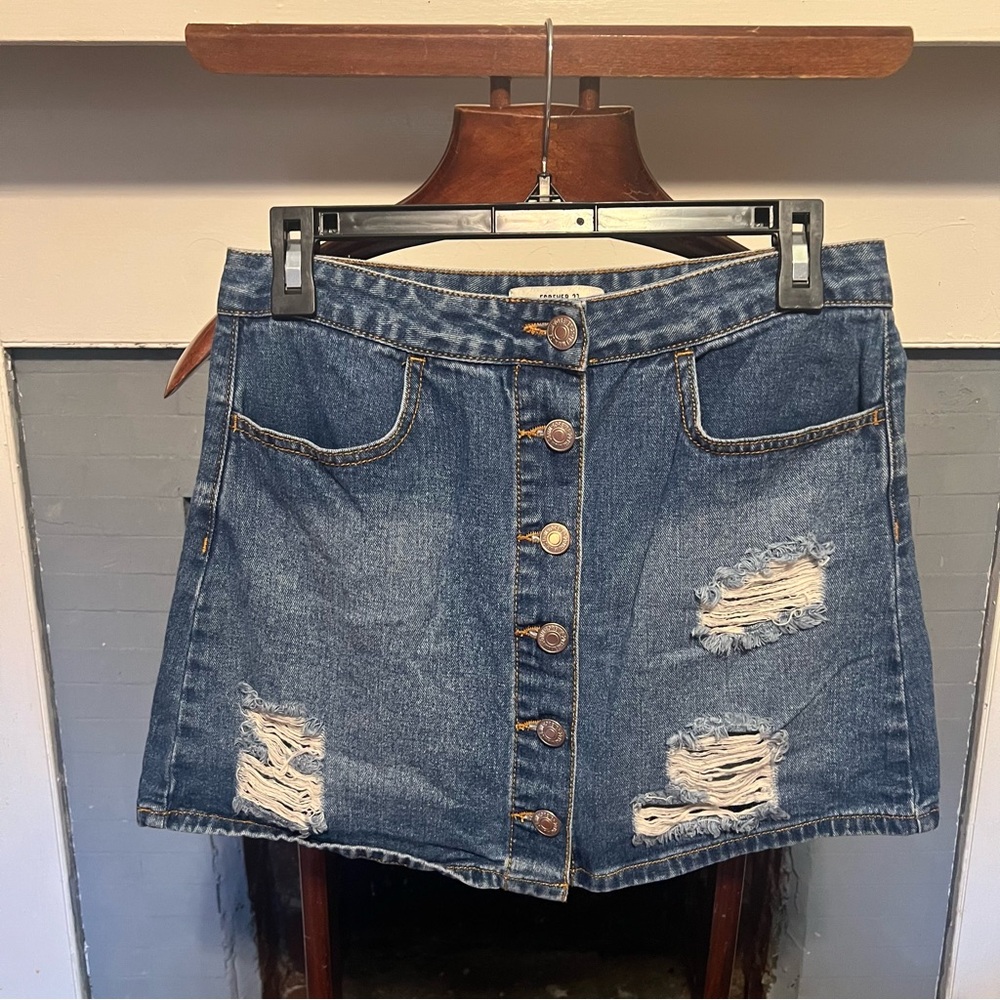 Forever 21 Distressed Denim Skirt